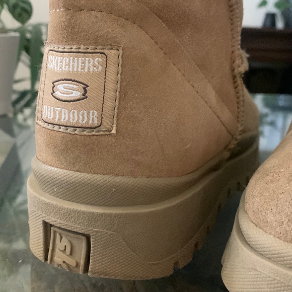 SKECHERS VTG 90’s Y2K Suede Leather Sherpa Lined Chunky Platform Boots - Picture 5 of 11